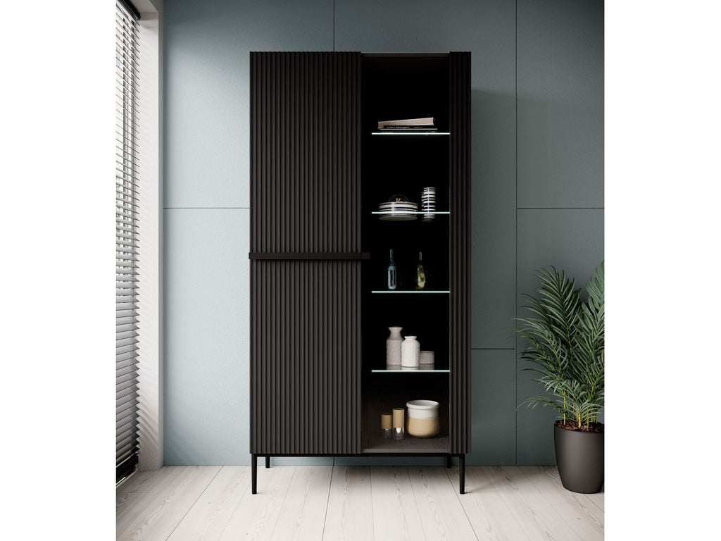 Kasha - 2-Door Display Cabinet - Black Legs