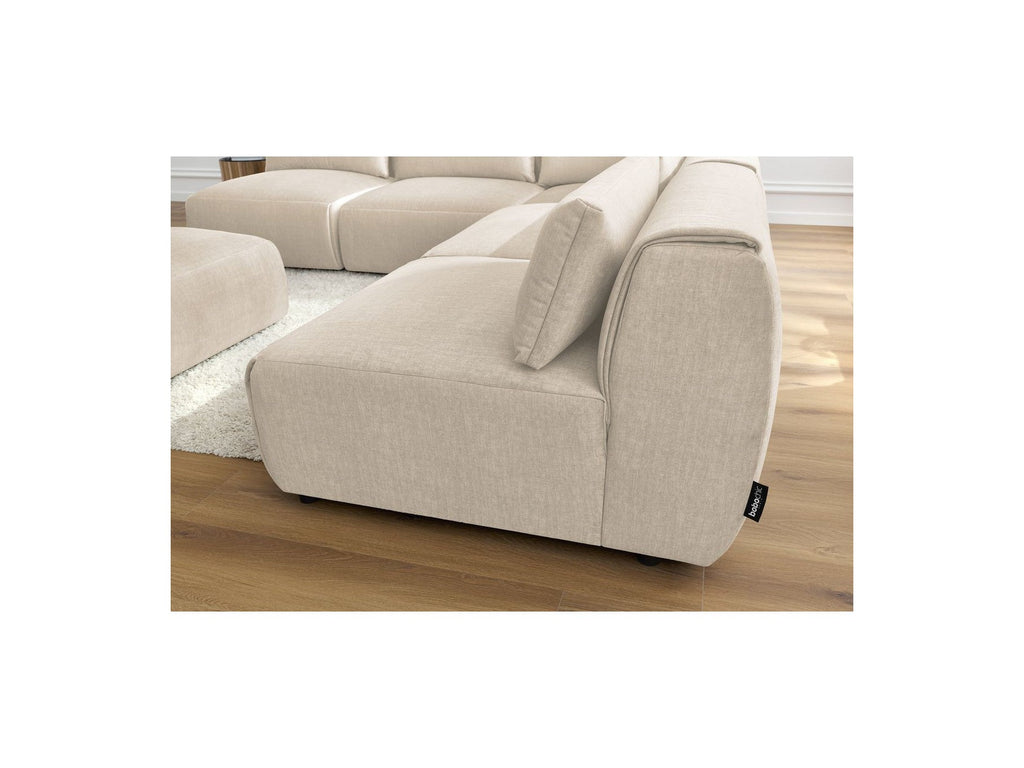 Jeanne - Canapé D'Angle Fixe Modulable - Tissu Velours Avec 4 Chauffeuses, 1 Angle Et 1 Pouf