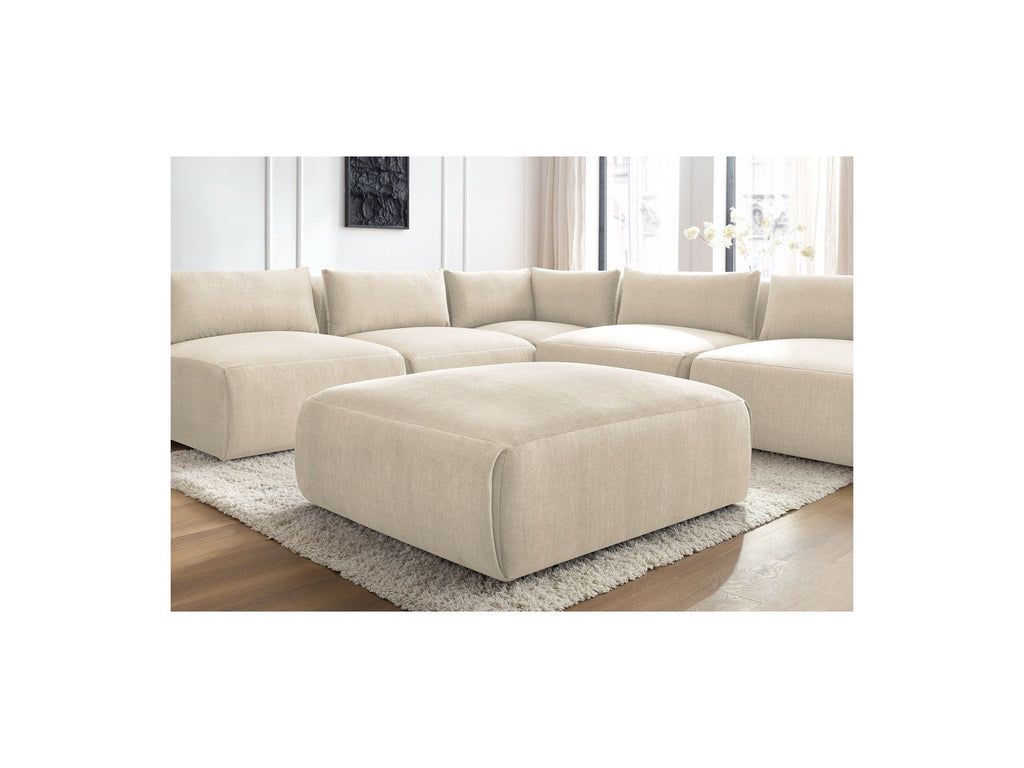 Jeanne - Canapé D'Angle Fixe Modulable - Tissu Velours Avec 4 Chauffeuses, 1 Angle Et 1 Pouf