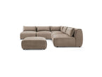 Jeanne - Canapé D'Angle Fixe Modulable - Tissu Velours Avec 4 Chauffeuses, 1 Angle Et 1 Pouf