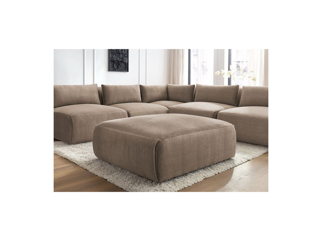 Jeanne - Canapé D'Angle Fixe Modulable - Tissu Velours Avec 4 Chauffeuses, 1 Angle Et 1 Pouf