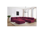 Jeanne - Canapé D'Angle Fixe Modulable - Tissu Velours Avec 4 Chauffeuses, 1 Angle Et 1 Pouf