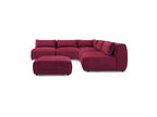 Jeanne - Canapé D'Angle Fixe Modulable - Tissu Velours Avec 4 Chauffeuses, 1 Angle Et 1 Pouf