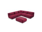 Jeanne - Canapé D'Angle Fixe Modulable - Tissu Velours Avec 4 Chauffeuses, 1 Angle Et 1 Pouf