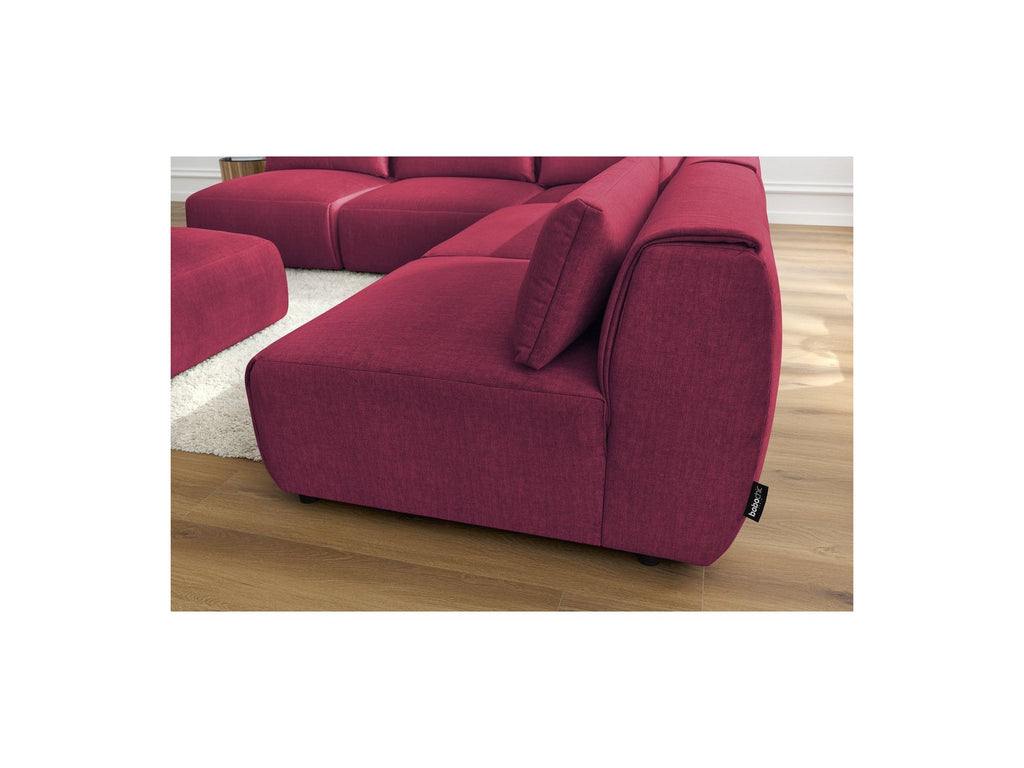 Jeanne - Canapé D'Angle Fixe Modulable - Tissu Velours Avec 4 Chauffeuses, 1 Angle Et 1 Pouf