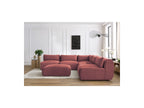 Jeanne - Canapé D'Angle Fixe Modulable - Tissu Velours Avec 4 Chauffeuses, 1 Angle Et 1 Pouf