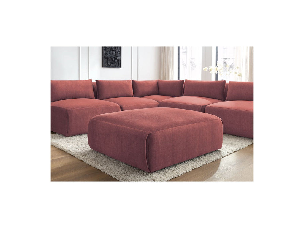 Jeanne - Canapé D'Angle Fixe Modulable - Tissu Velours Avec 4 Chauffeuses, 1 Angle Et 1 Pouf