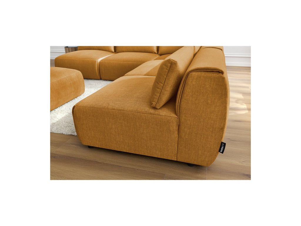 Jeanne - Canapé D'Angle Fixe Modulable - Tissu Velours Avec 4 Chauffeuses, 1 Angle Et 1 Pouf
