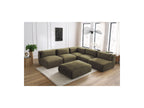 Jeanne - Canapé D'Angle Fixe Modulable - Tissu Velours Avec 4 Chauffeuses, 1 Angle Et 1 Pouf