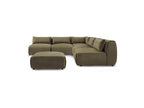 Jeanne - Canapé D'Angle Fixe Modulable - Tissu Velours Avec 4 Chauffeuses, 1 Angle Et 1 Pouf