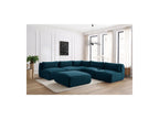 Jeanne - Canapé D'Angle Fixe Modulable - Tissu Velours Avec 4 Chauffeuses, 1 Angle Et 1 Pouf