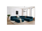 Jeanne - Canapé D'Angle Fixe Modulable - Tissu Velours Avec 4 Chauffeuses, 1 Angle Et 1 Pouf