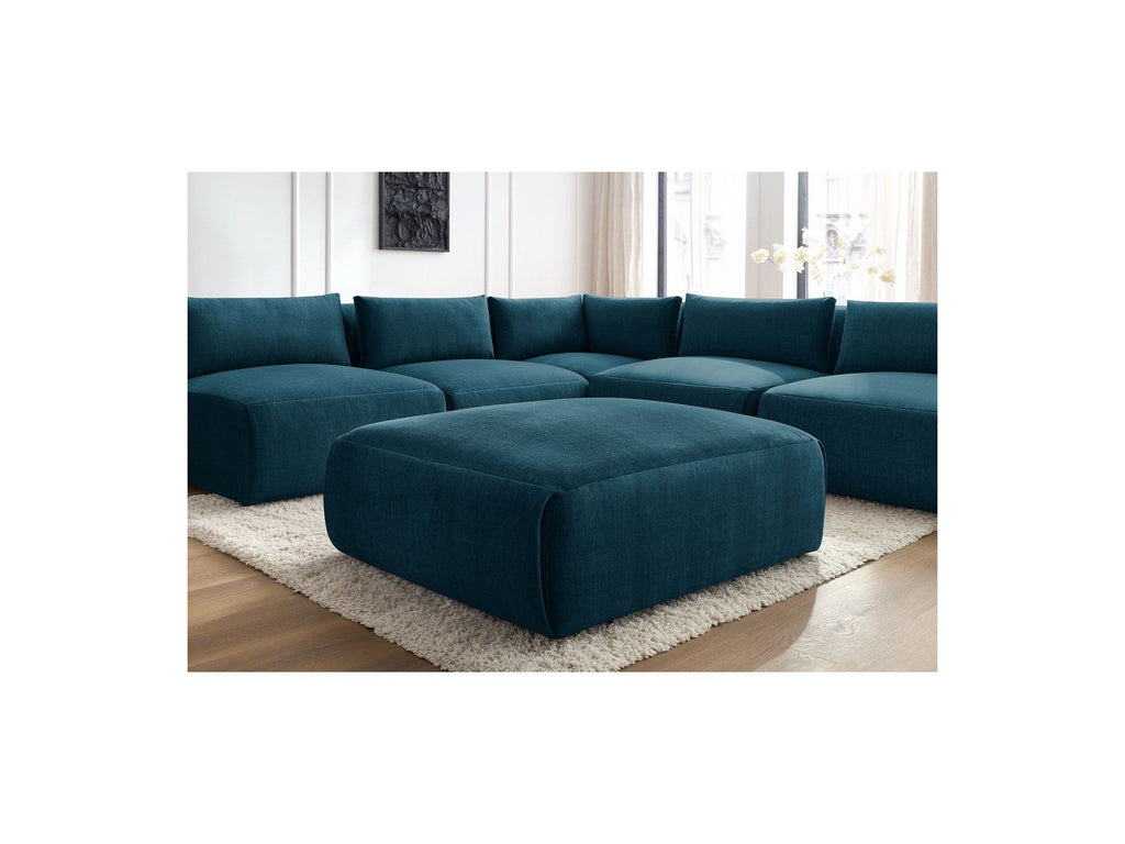 Jeanne - Canapé D'Angle Fixe Modulable - Tissu Velours Avec 4 Chauffeuses, 1 Angle Et 1 Pouf