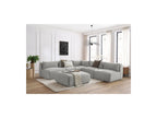 Jeanne - Canapé D'Angle Fixe Modulable - Tissu Velours Avec 4 Chauffeuses, 1 Angle Et 1 Pouf