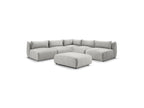 Jeanne - Canapé D'Angle Fixe Modulable - Tissu Velours Avec 4 Chauffeuses, 1 Angle Et 1 Pouf