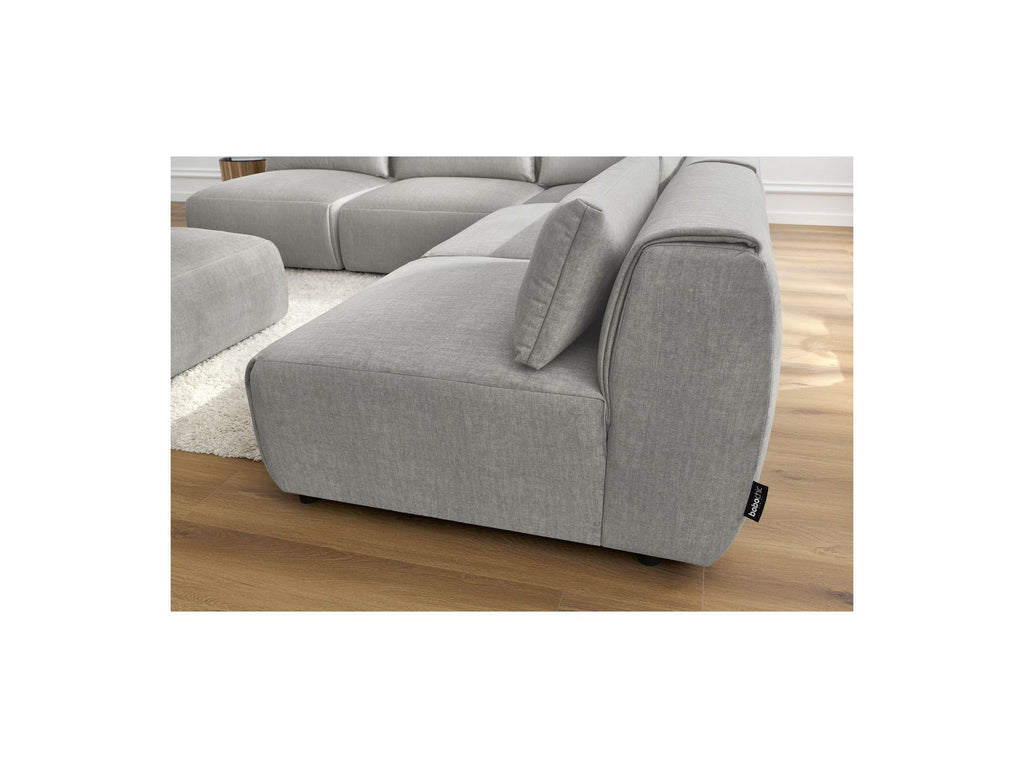Jeanne - Canapé D'Angle Fixe Modulable - Tissu Velours Avec 4 Chauffeuses, 1 Angle Et 1 Pouf
