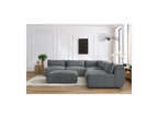 Jeanne - Canapé D'Angle Fixe Modulable - Tissu Velours Avec 4 Chauffeuses, 1 Angle Et 1 Pouf