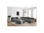 Jeanne - Canapé D'Angle Fixe Modulable - Tissu Velours Avec 4 Chauffeuses, 1 Angle Et 1 Pouf