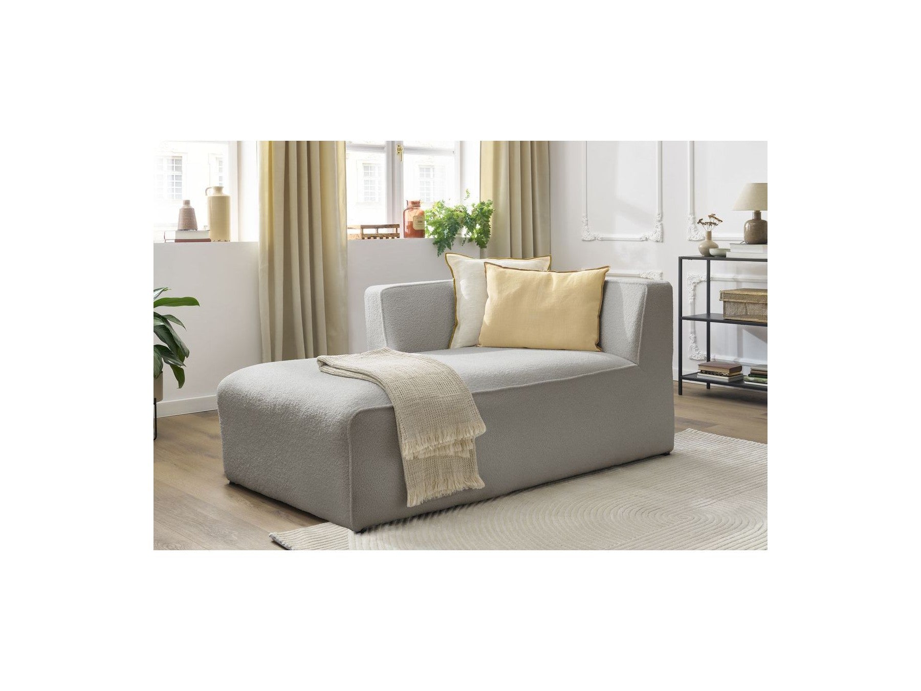 Chaise Longue for MEGEVE Modular Sofa - Bouclé Fabric - Left Corner