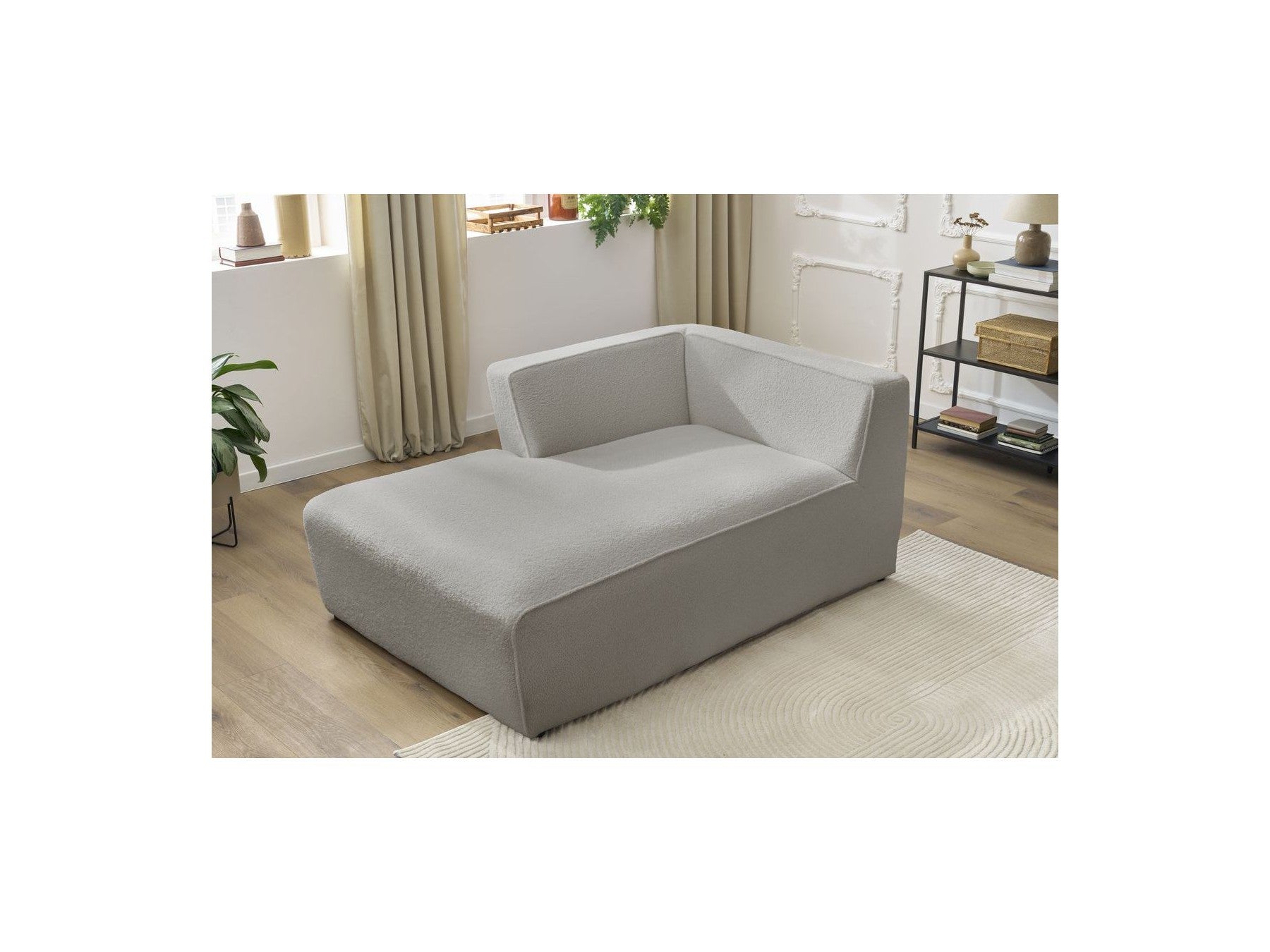 Chaise Longue for MEGEVE Modular Sofa - Bouclé Fabric - Left Corner