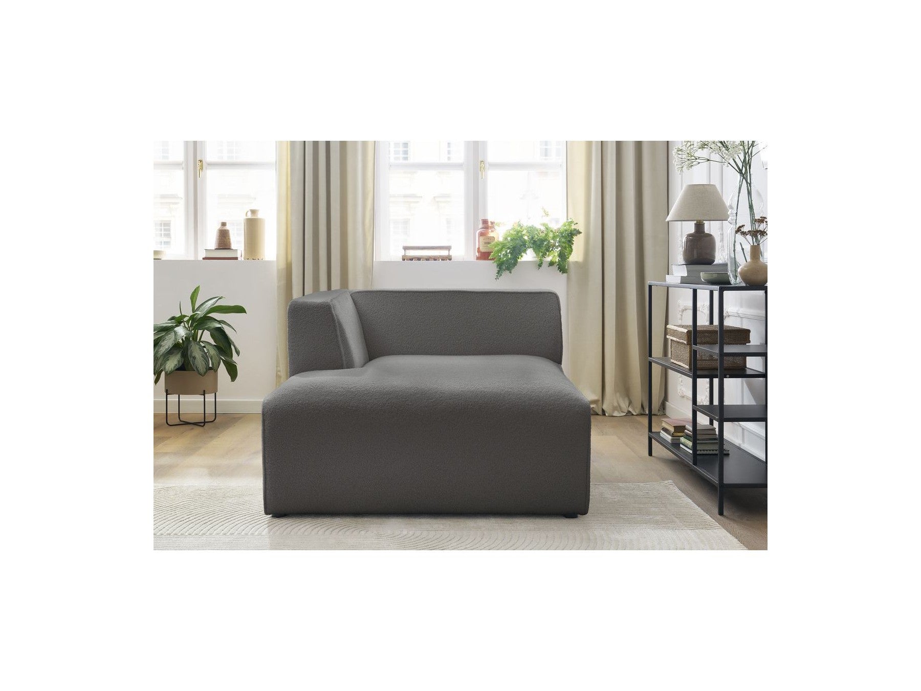 Chaise Longue for MEGEVE Modular Sofa - Bouclé Fabric - Left Corner