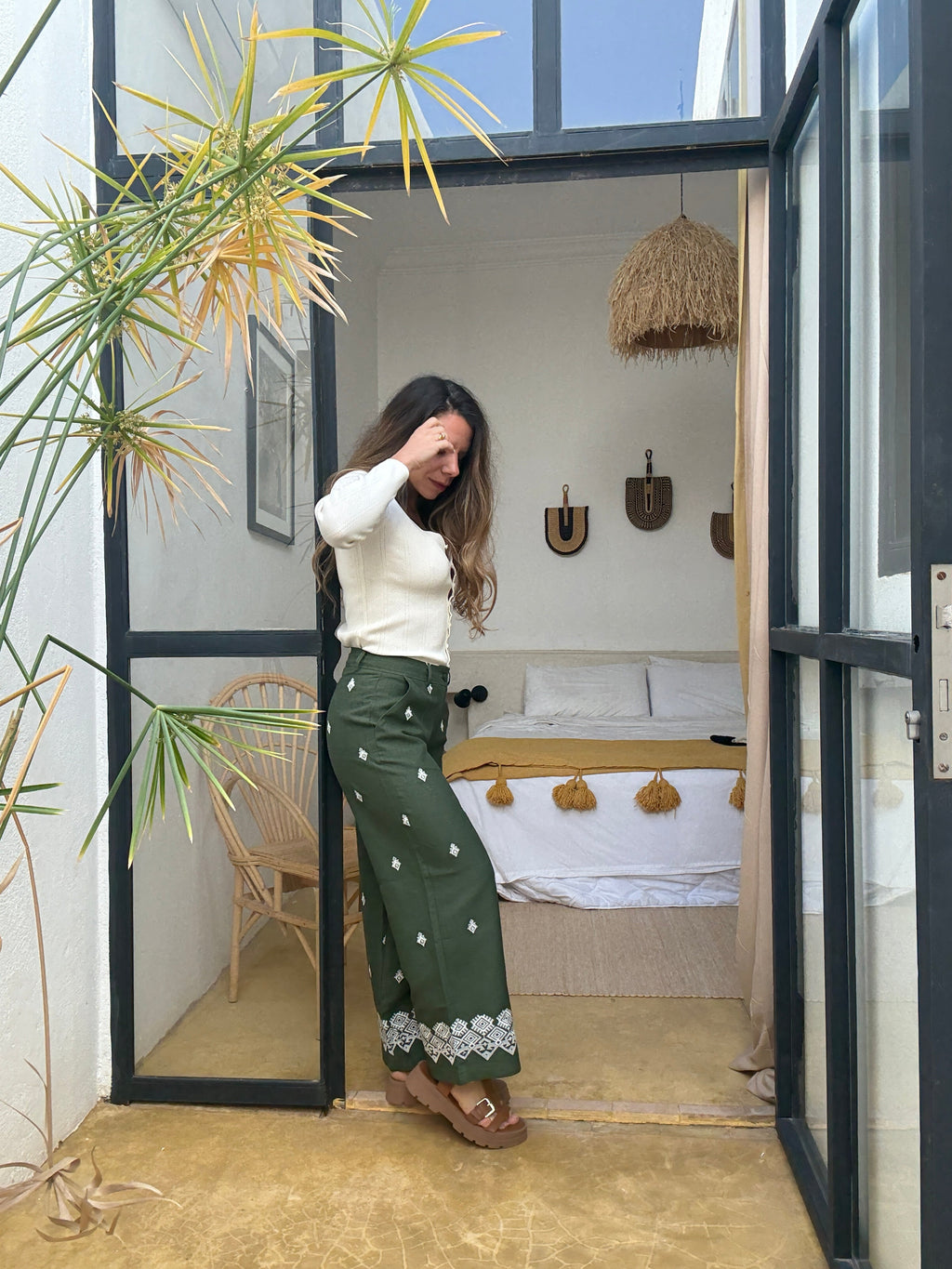 Lola Khaki Fluid Pants