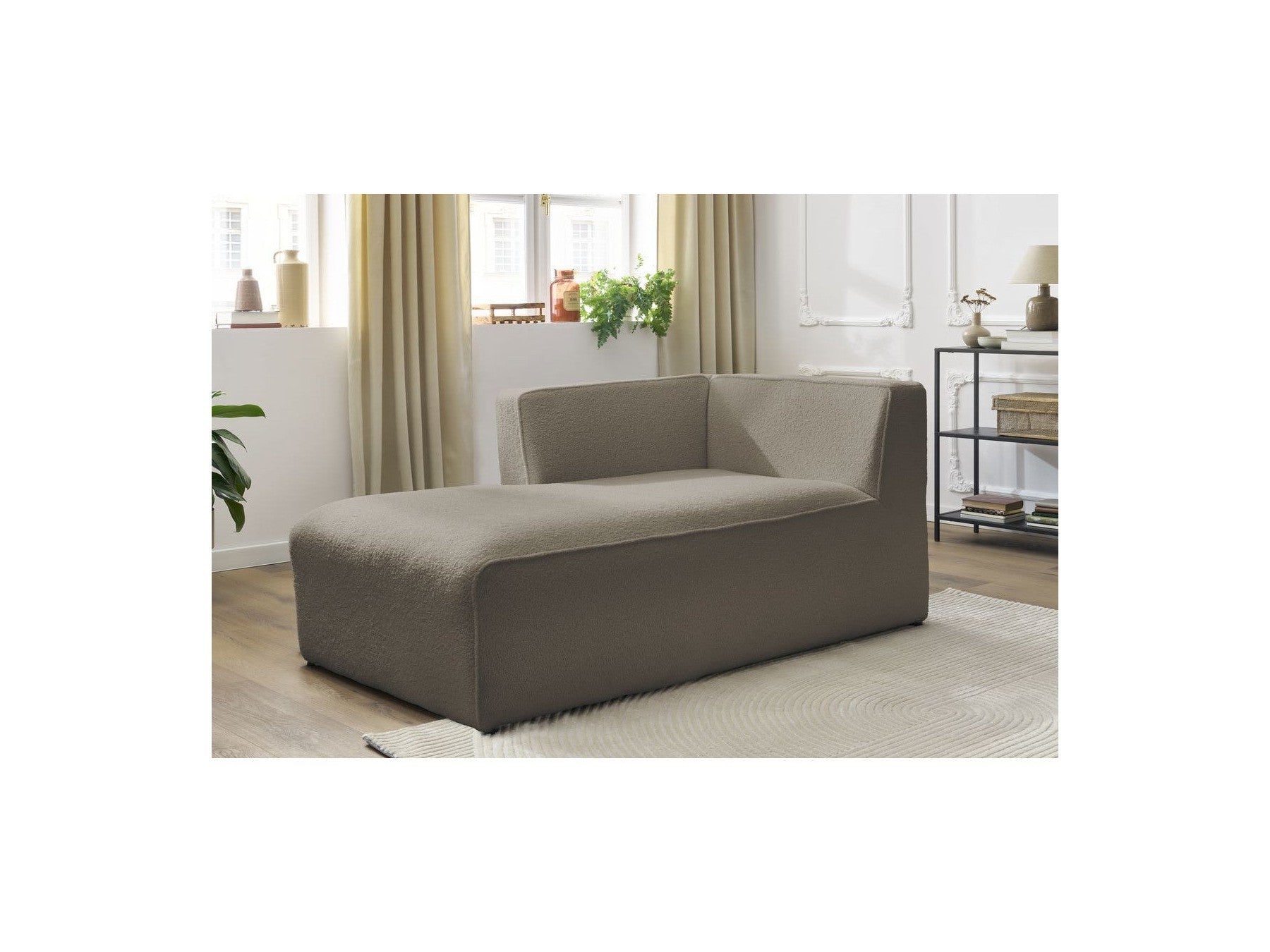 Chaise Longue for MEGEVE Modular Sofa - Bouclé Fabric - Left Corner