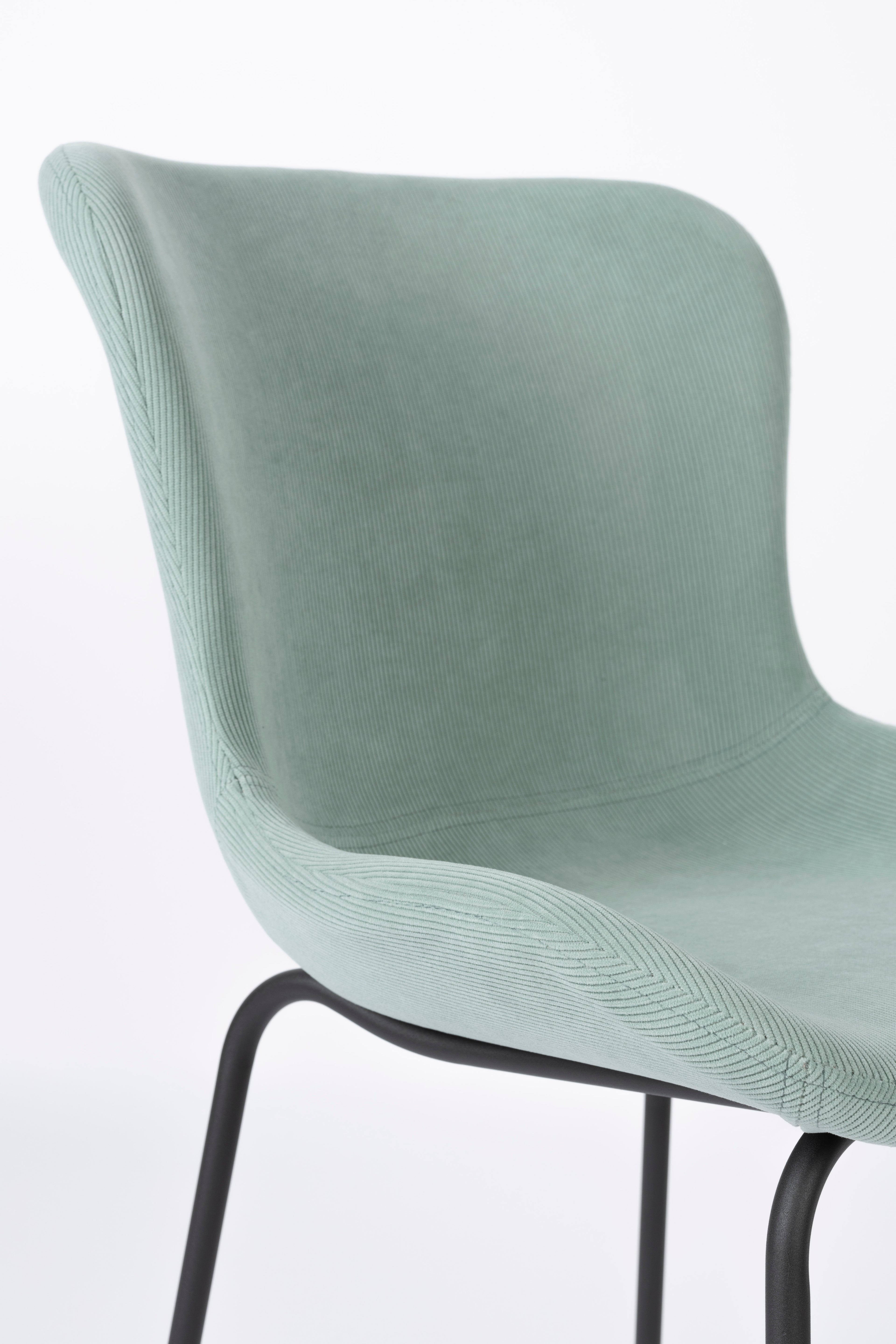 Junzo Rib - Set of 2 Dining Room Chairs - Fabric - Light Green