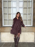 Hortense chocolate velvet dress