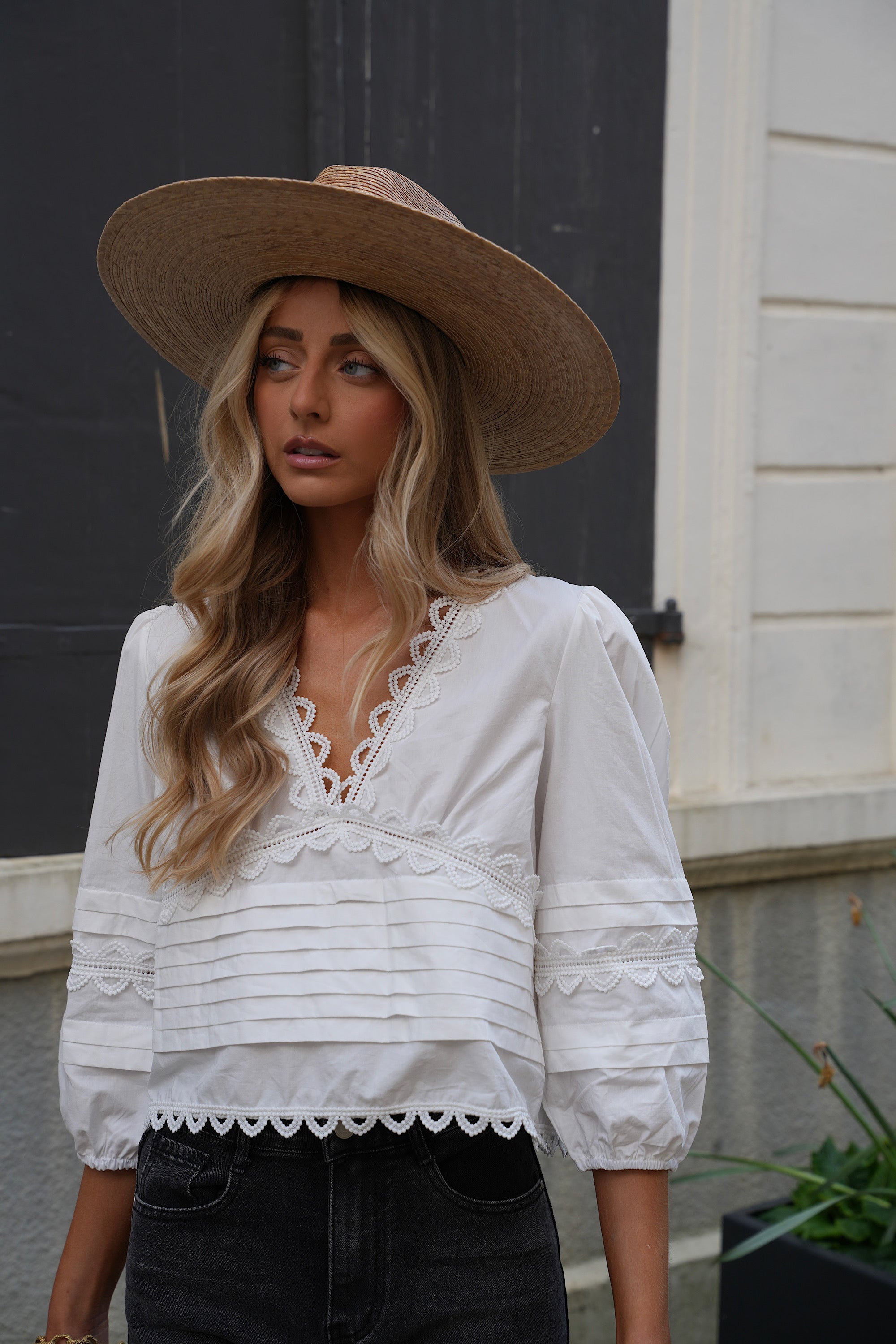 Cathy Embroidered Blouse - White