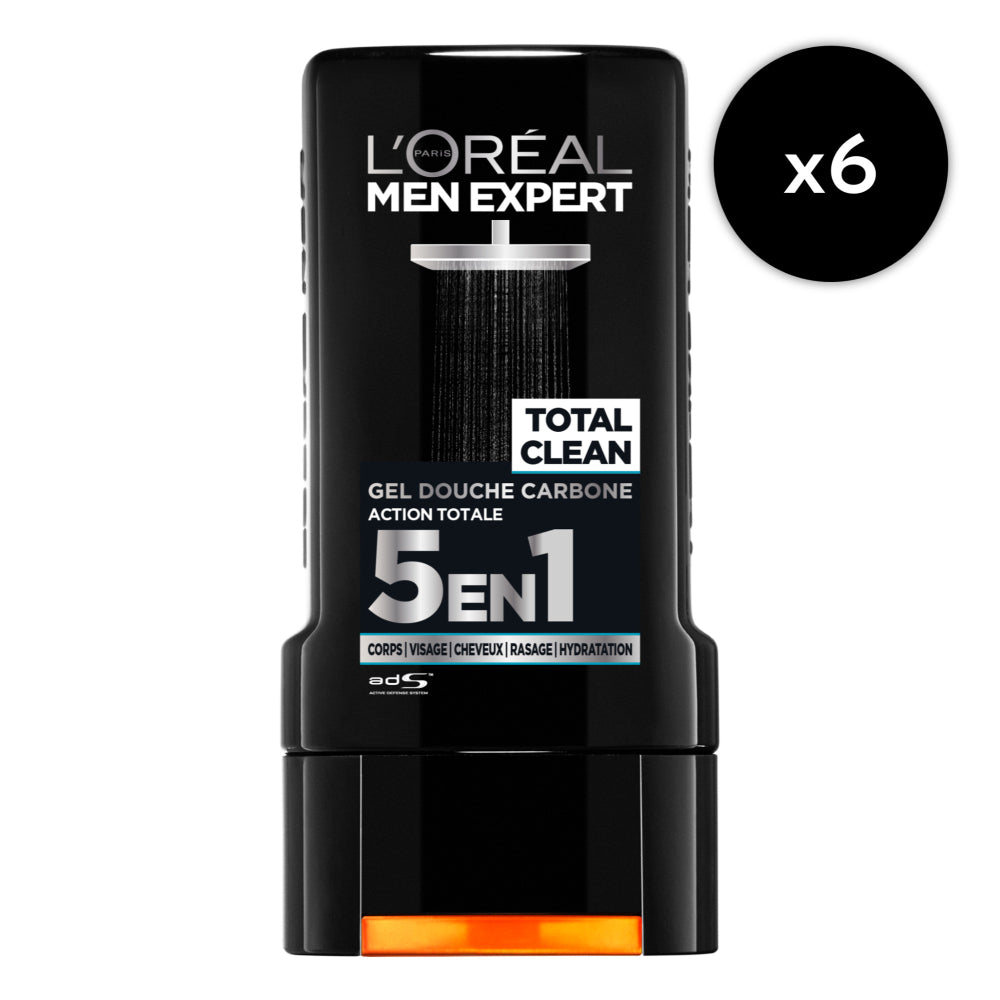 L'Oréal Men Expert - Lote De 6 - Pure Carbon Gel de Ducha Acción Total 5En1