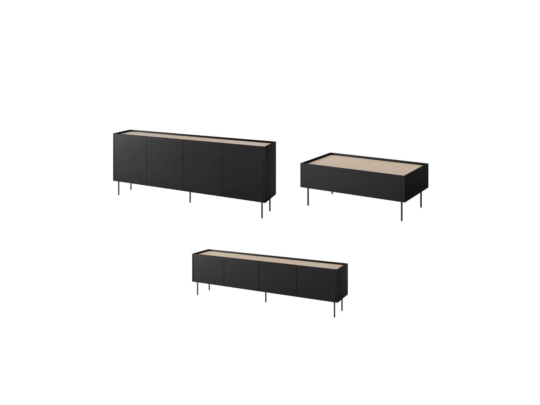 Atlas - Conjunto con aparador 220 cm + mueble de TV 220 cm + mesa de centro 120 cm