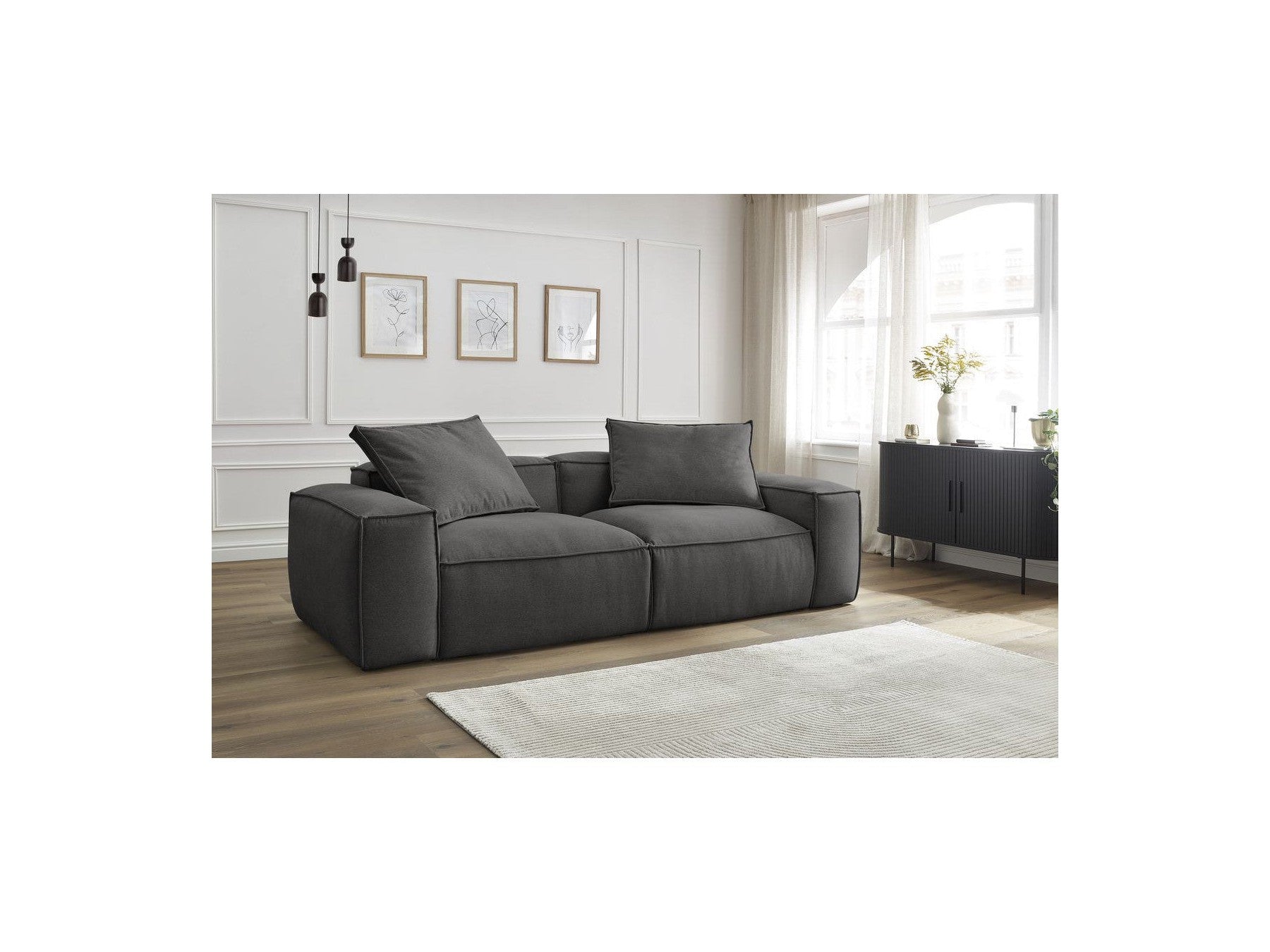 Boheme - Fixed 3-Seater Straight Sofa - Mottled Fabric