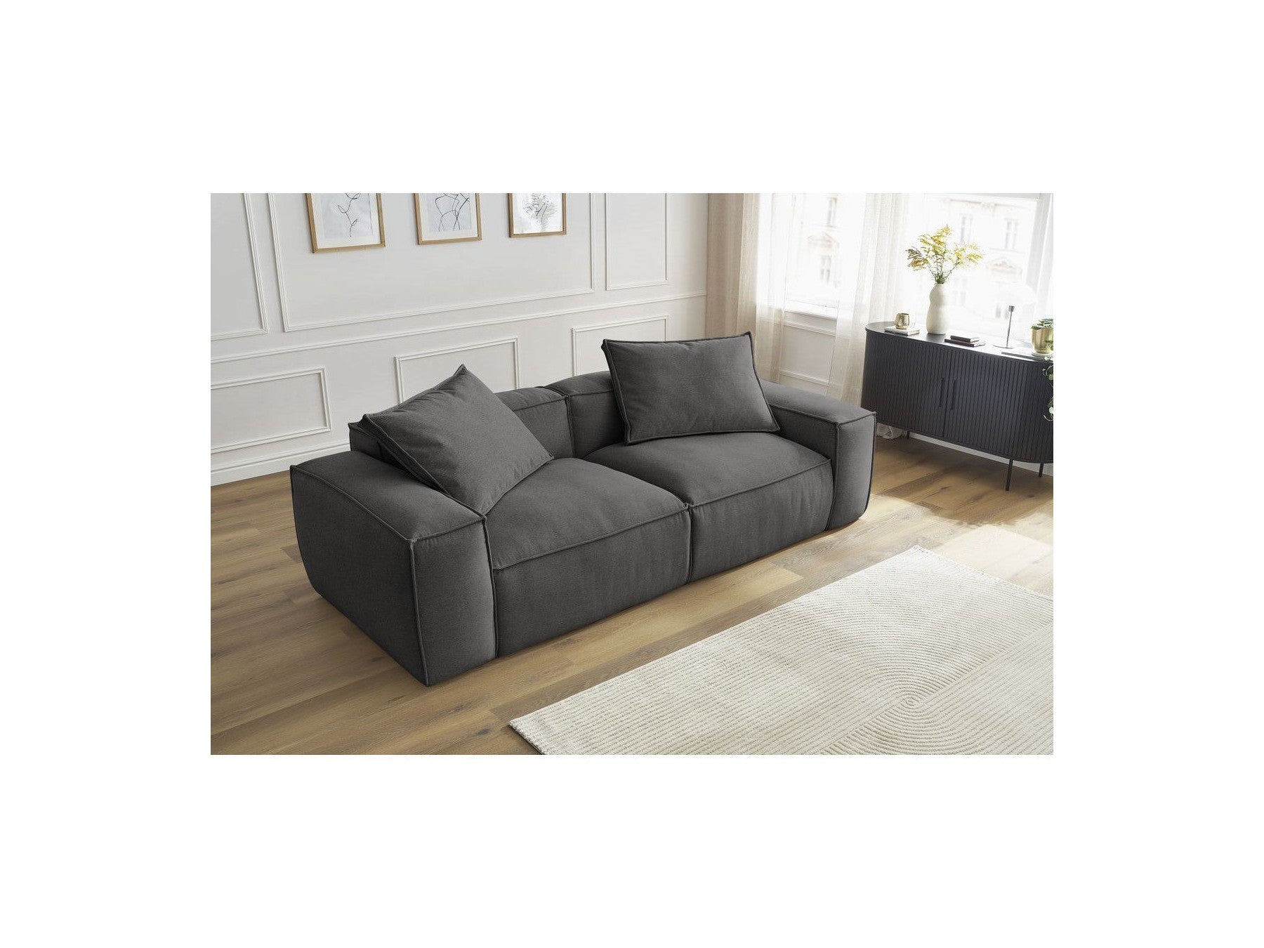Boheme - Fixed 3-Seater Straight Sofa - Mottled Fabric