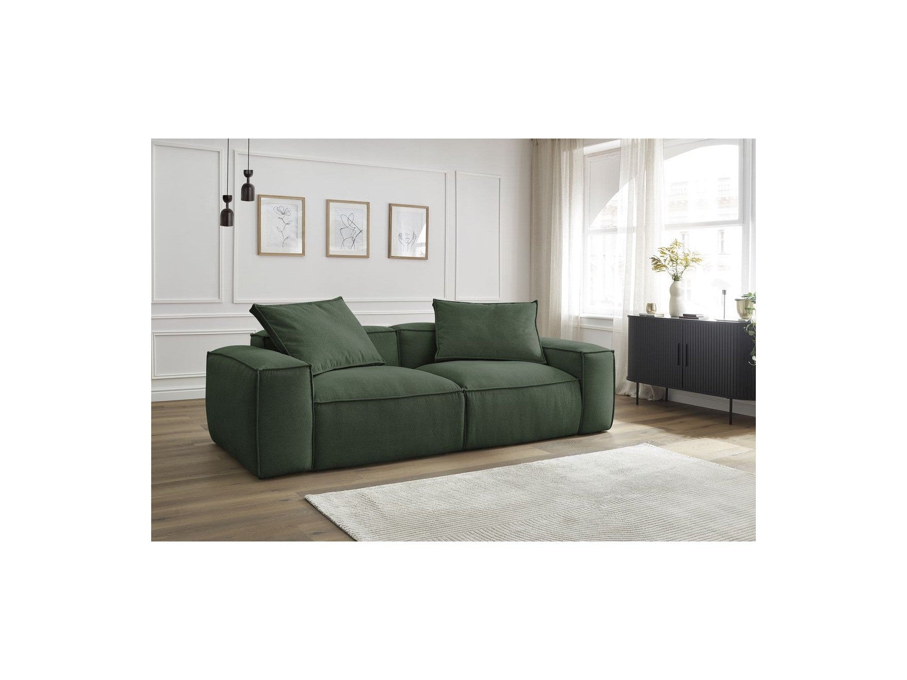Boheme - Fixed 3-Seater Straight Sofa - Mottled Fabric