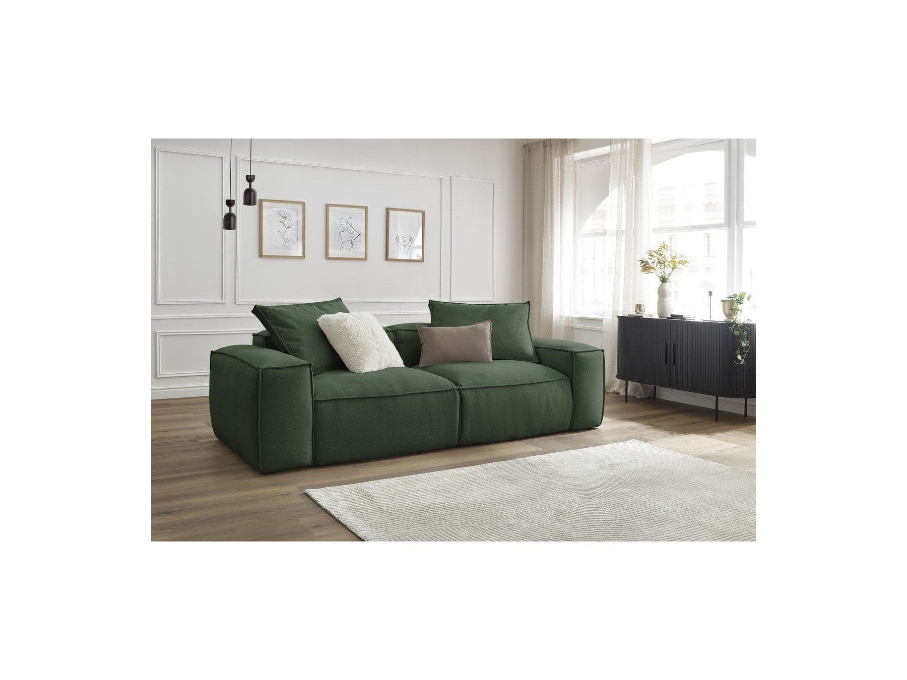 Boheme - Fixed 3-Seater Straight Sofa - Mottled Fabric