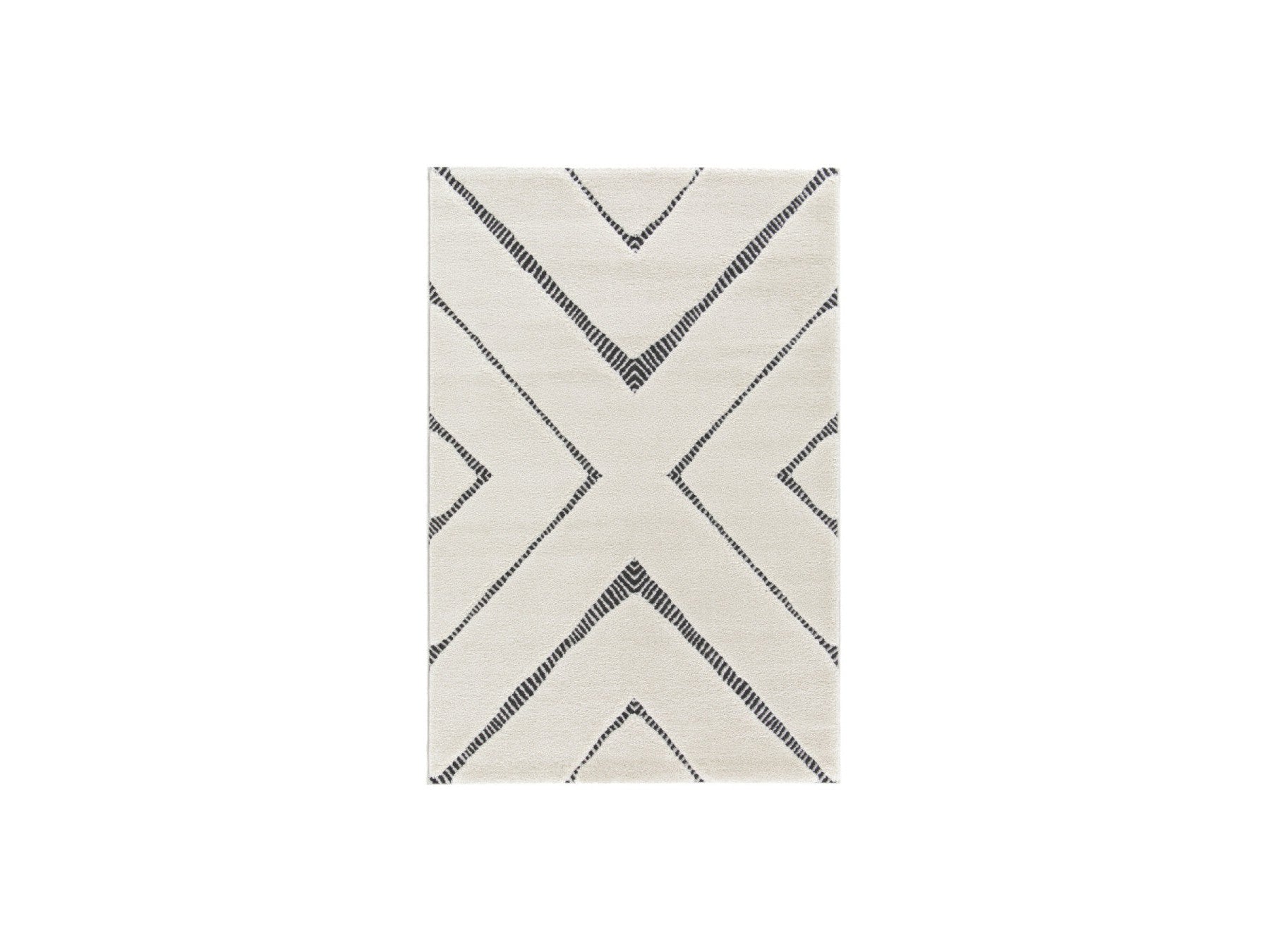 Rachida - Tapis Poils Ras - Motif Graphique - Gris Clair