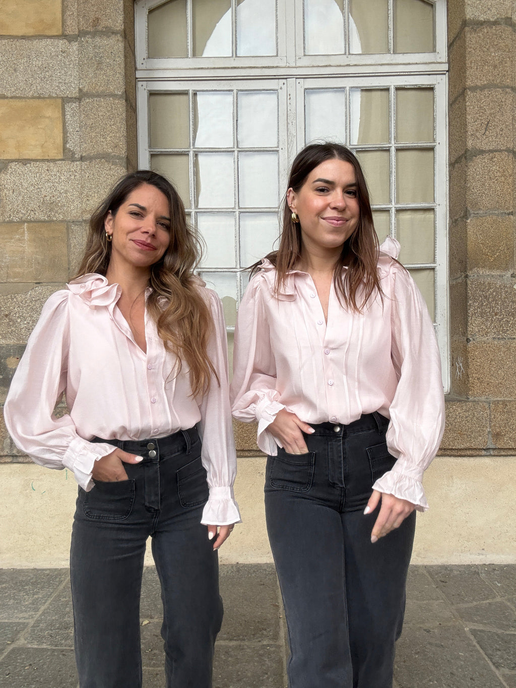 Soft Pink Brown Blouse