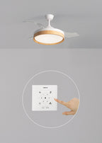 Wind Clear Edge - Ventilateur De Plafond Silencieux 40W Avec Pales Rétractables Et Lumière Led - Blanc/Bois Clair