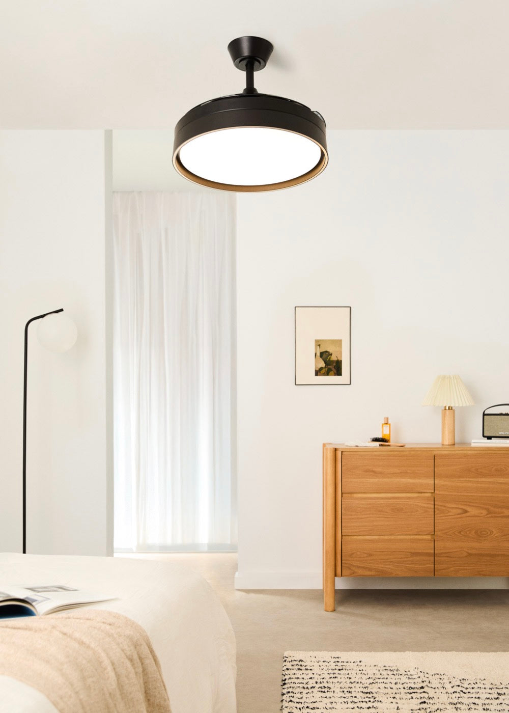 Wind Clear Edge - Ventilateur De Plafond Silencieux 40W Avec Pales Rétractables Et Lumière Led - Noir
