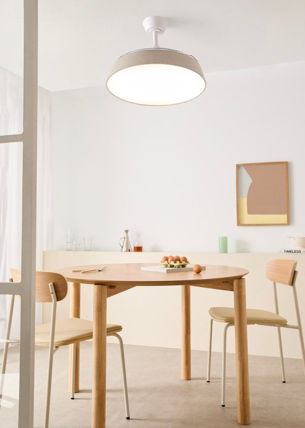 Wind Clear Contour - Ventilador de techo silencioso de 40 W con aspas retráctiles y luz LED - Blanco