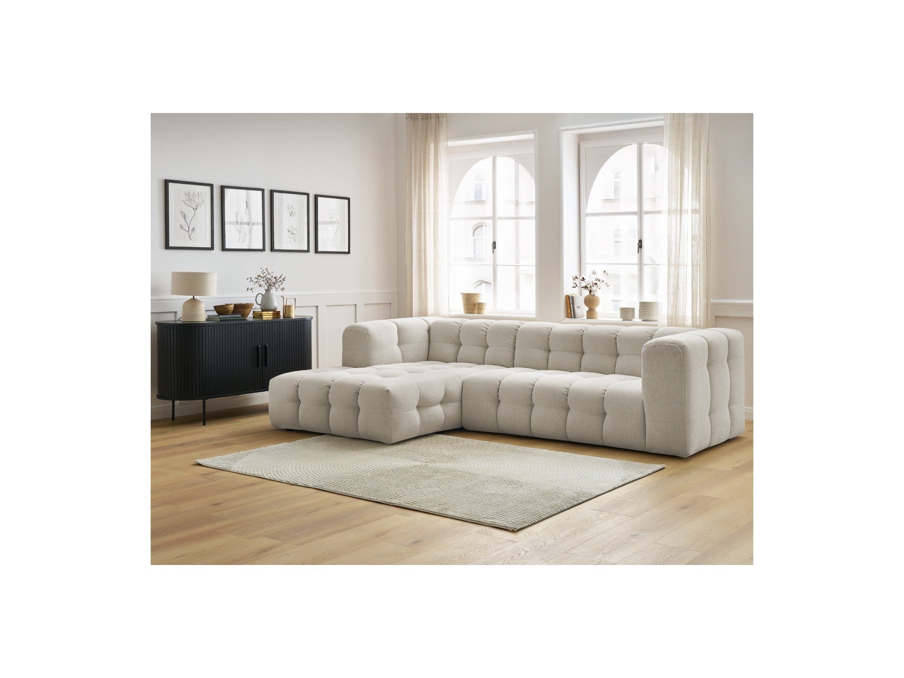 Cloud - Canapé D'Angle Fixe - Tissu Lisse - Angle Gauche