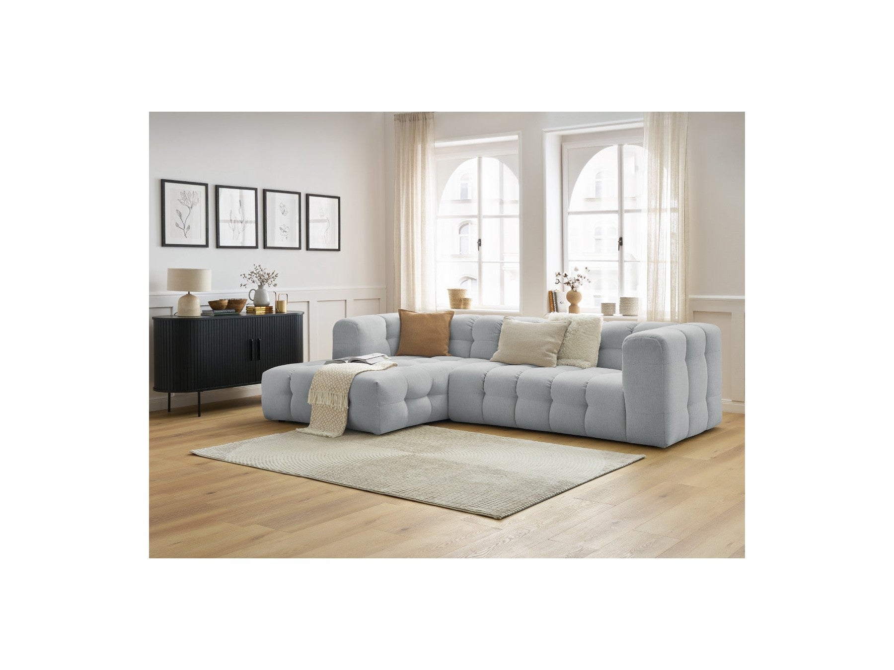 Cloud - Canapé D'Angle Fixe - Tissu Lisse - Angle Gauche