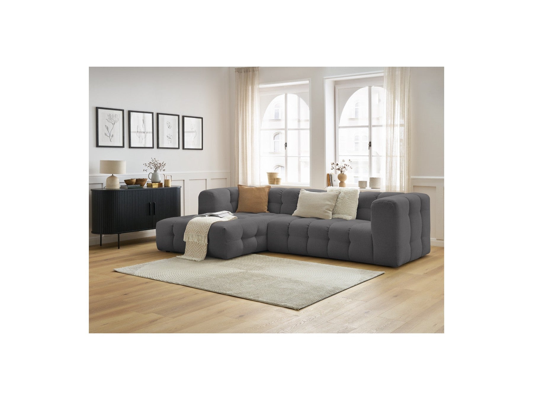 Cloud - Canapé D'Angle Fixe - Tissu Lisse - Angle Gauche