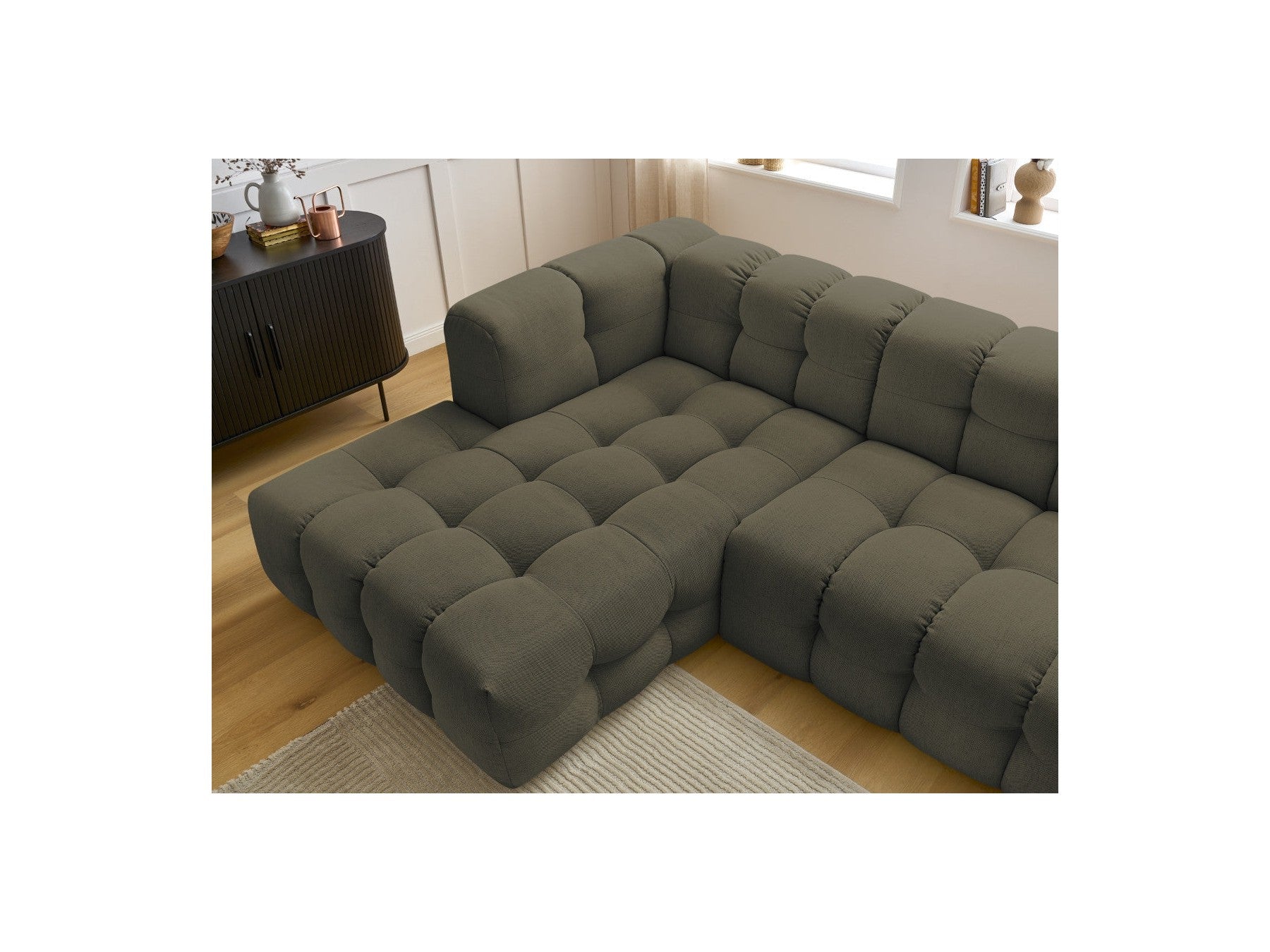 Cloud - Canapé D'Angle Fixe - Tissu Lisse - Angle Gauche