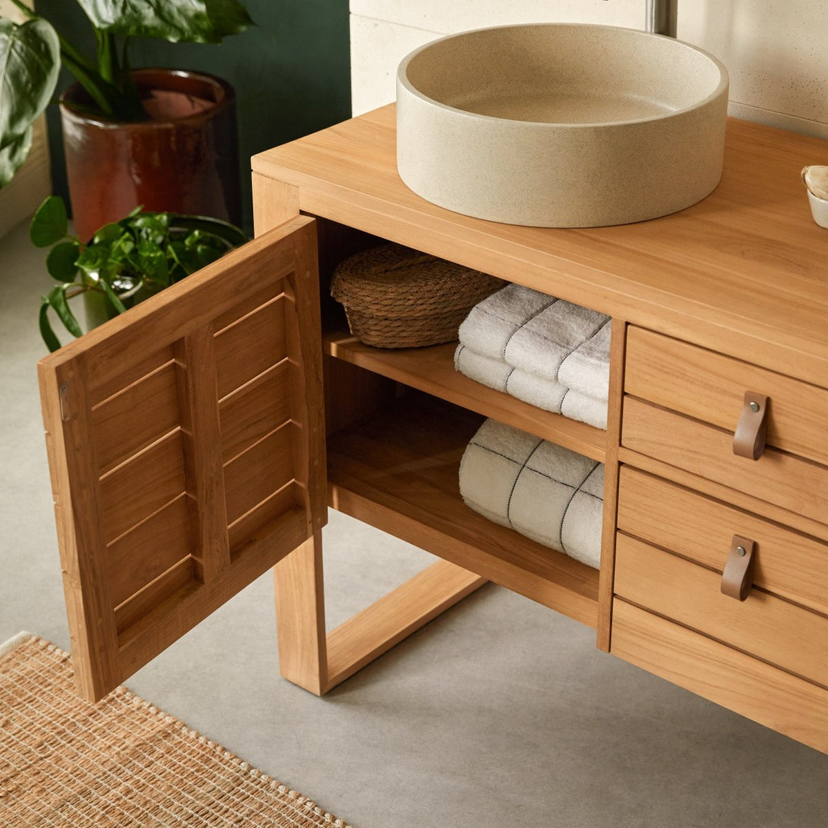 Minimalys - Wastafelmeubel - Teak - Naturel