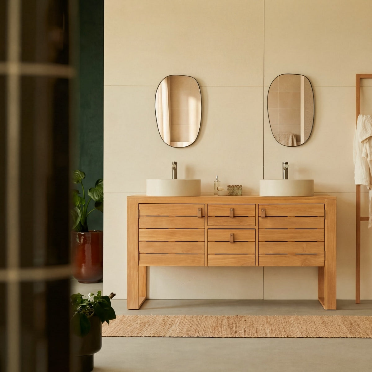 Minimalys - Wastafelmeubel - Teak - Naturel