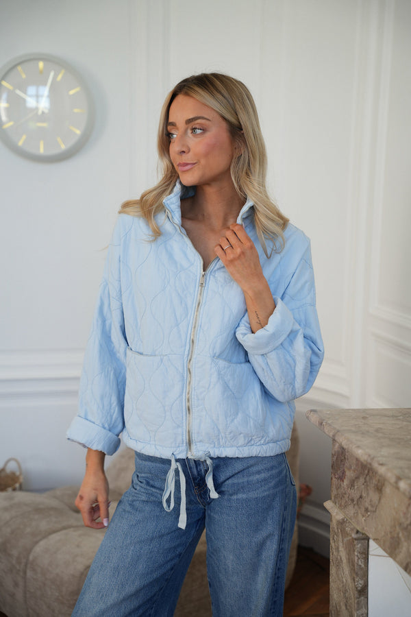 Tressia Zipped Jacket - Sky Blue