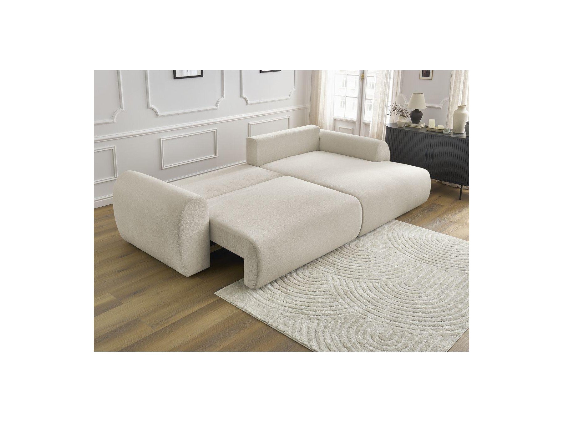 Lucien - Canapé D'Angle Convertible Coffre - Tissu Lisse - Angle Droit