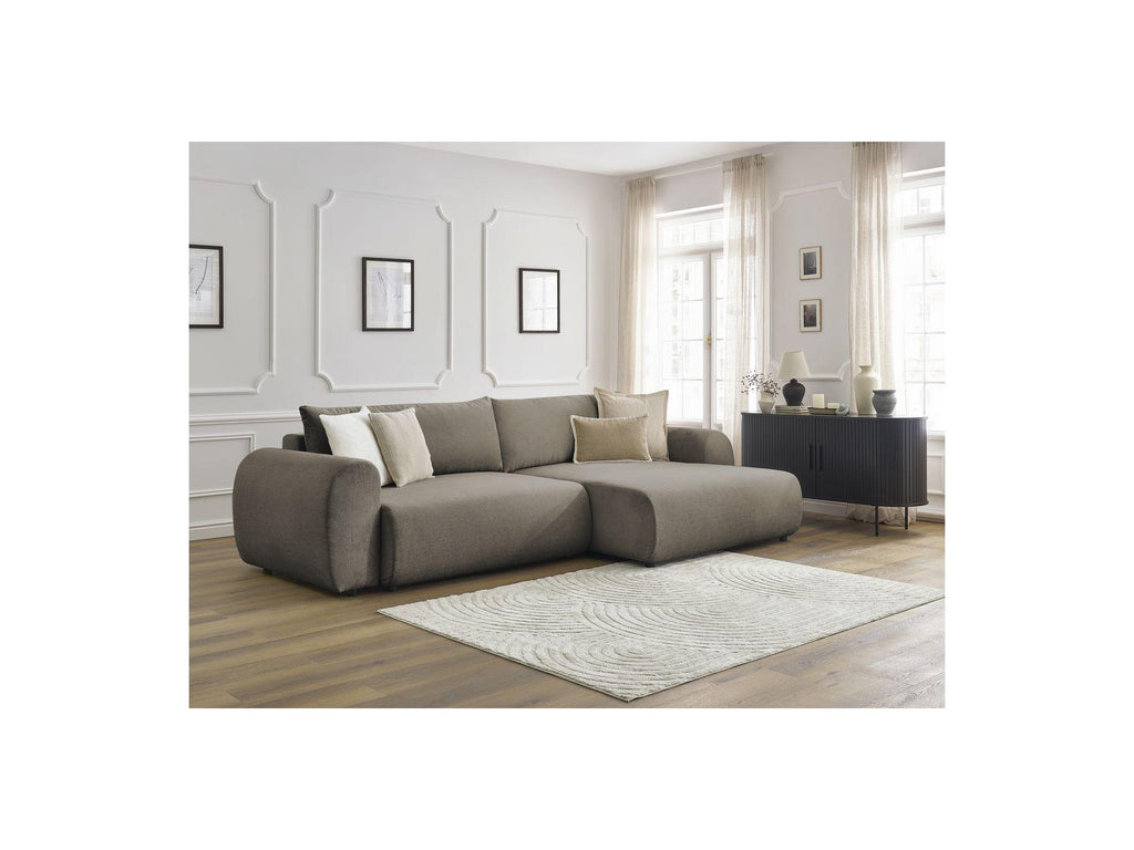Lucien - Canapé D'Angle Convertible Coffre - Tissu Lisse - Angle Droit